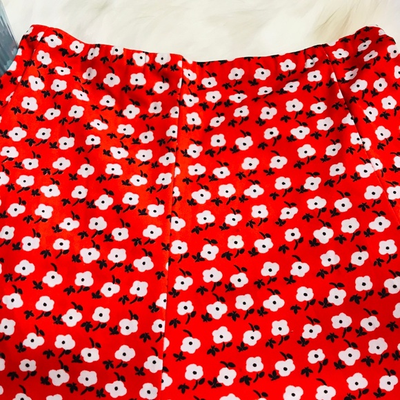 Vintage Midi A Line Hand Made? Skirt Red Floral - Picture 2 of 4